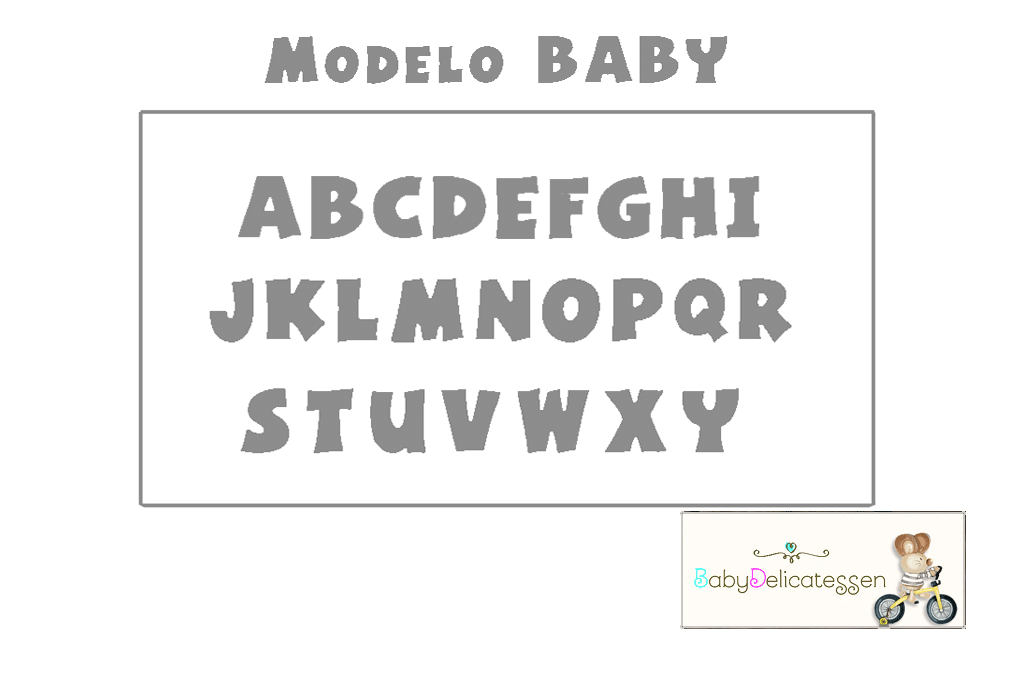 Letras de madera sueltas para pared tipo Baby con estrellas. 12 cm. de altura