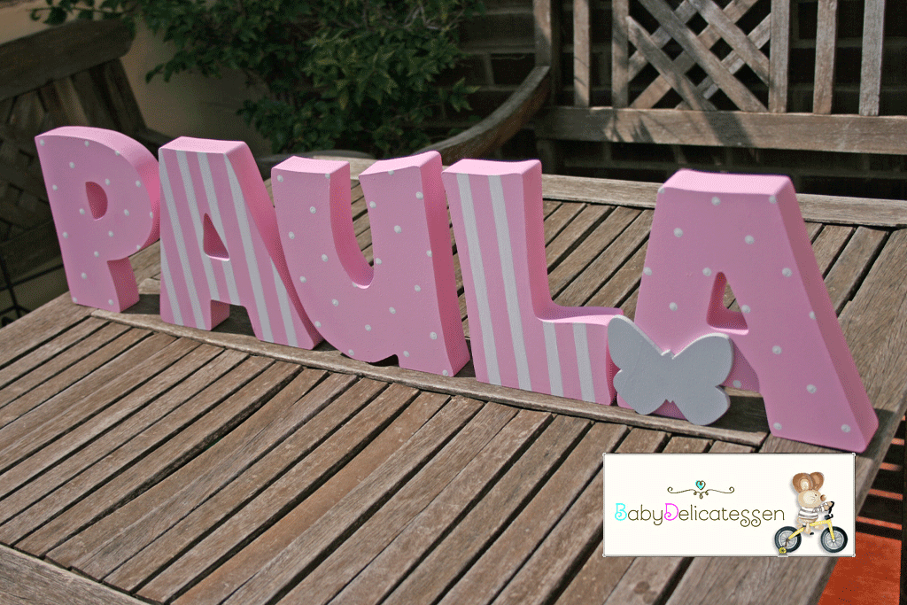 Letras sueltas de madera para apoyar tipo baby. 12 cm. de altura