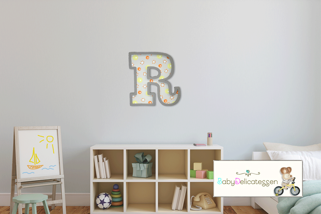 Letra de madera XL para pared 55 cm. de altura.