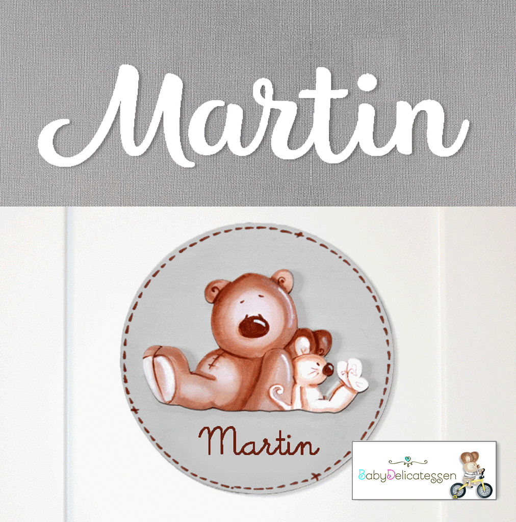 pack placa de puerta y letras de madera babydelicatessen