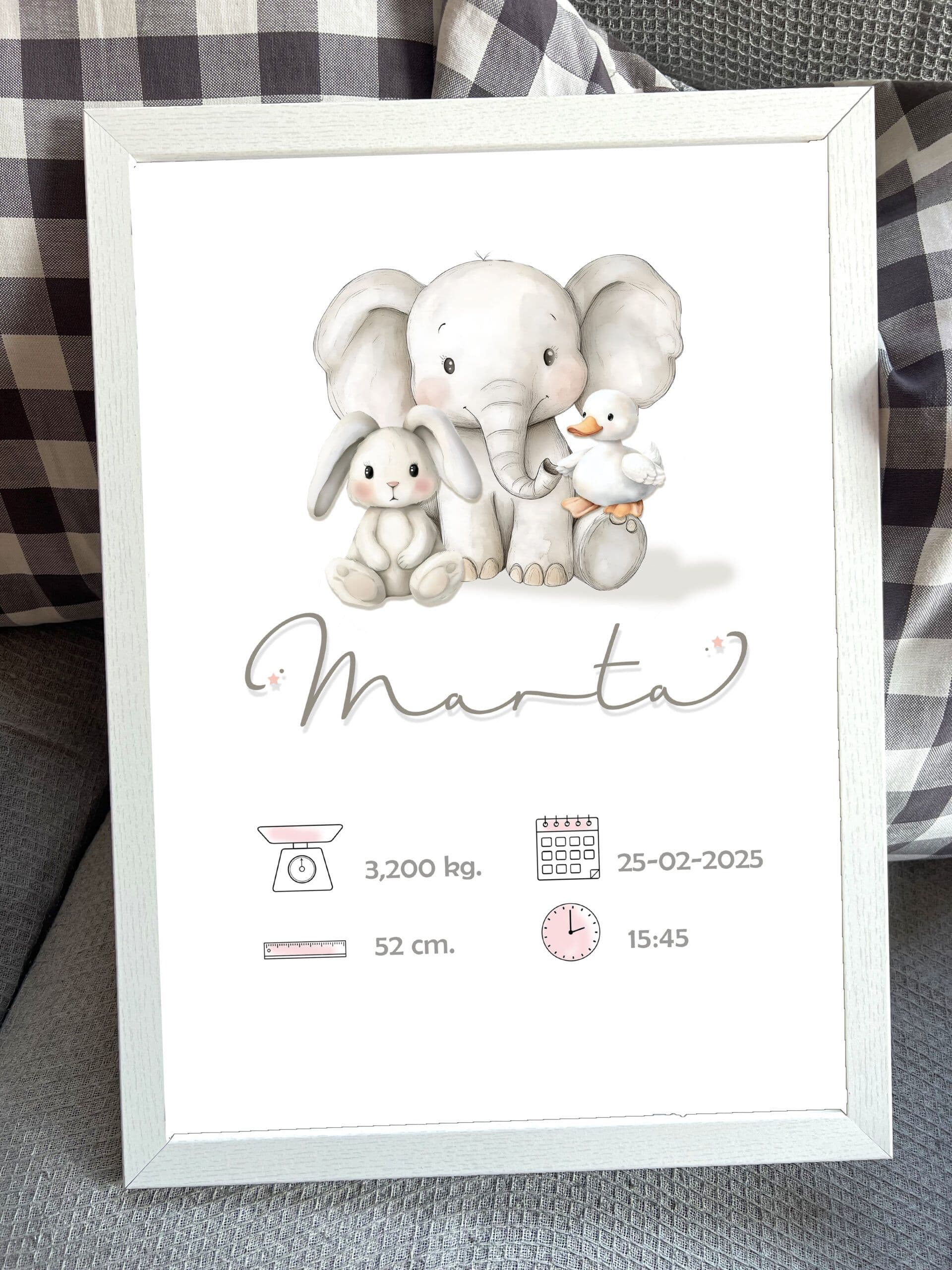 Lámina de nacimiento elefante y sus amigos