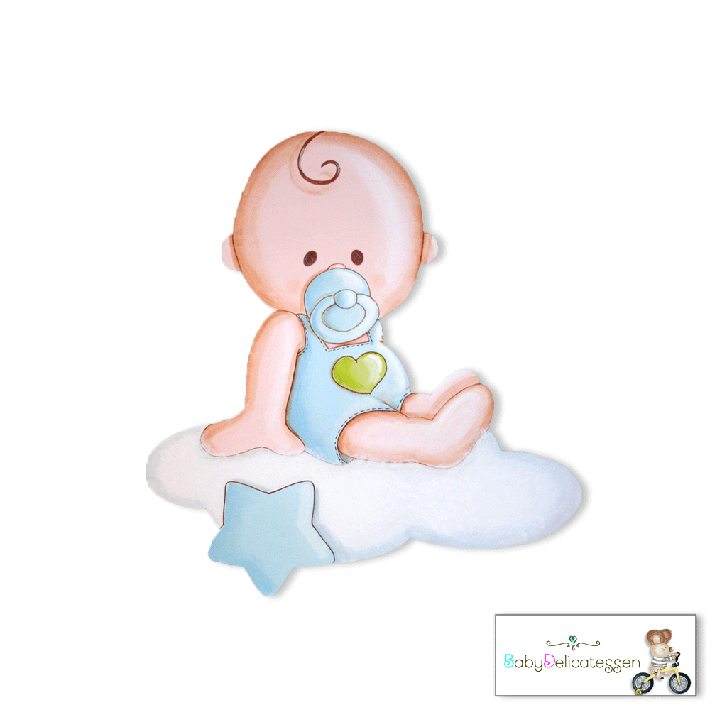 Silueta de madera infantil Bebé niño en nube