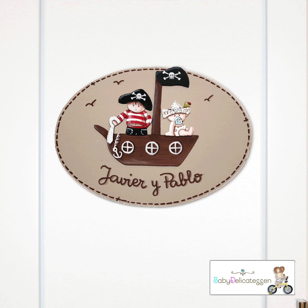 placa de puerta dos piratas