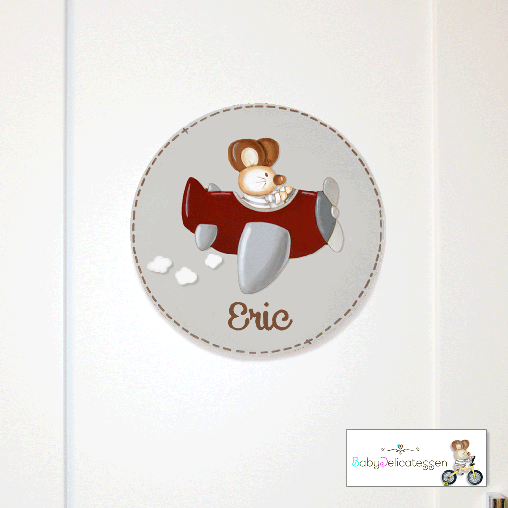 Placa de puerta ratoncito en avión