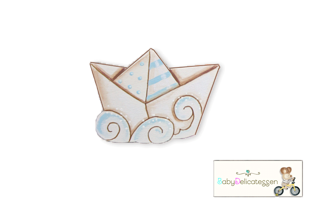 Figura de madera de barquito de papel