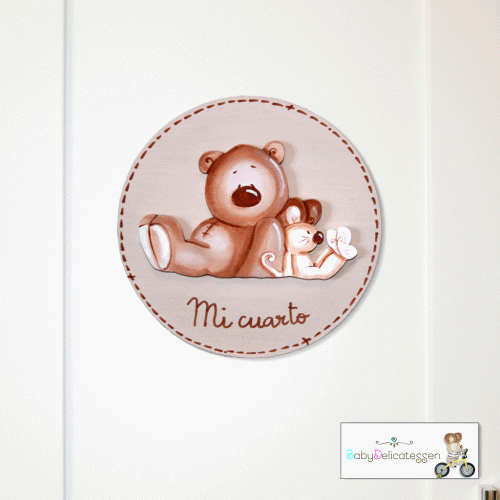 Placa de puerta oso y ratón