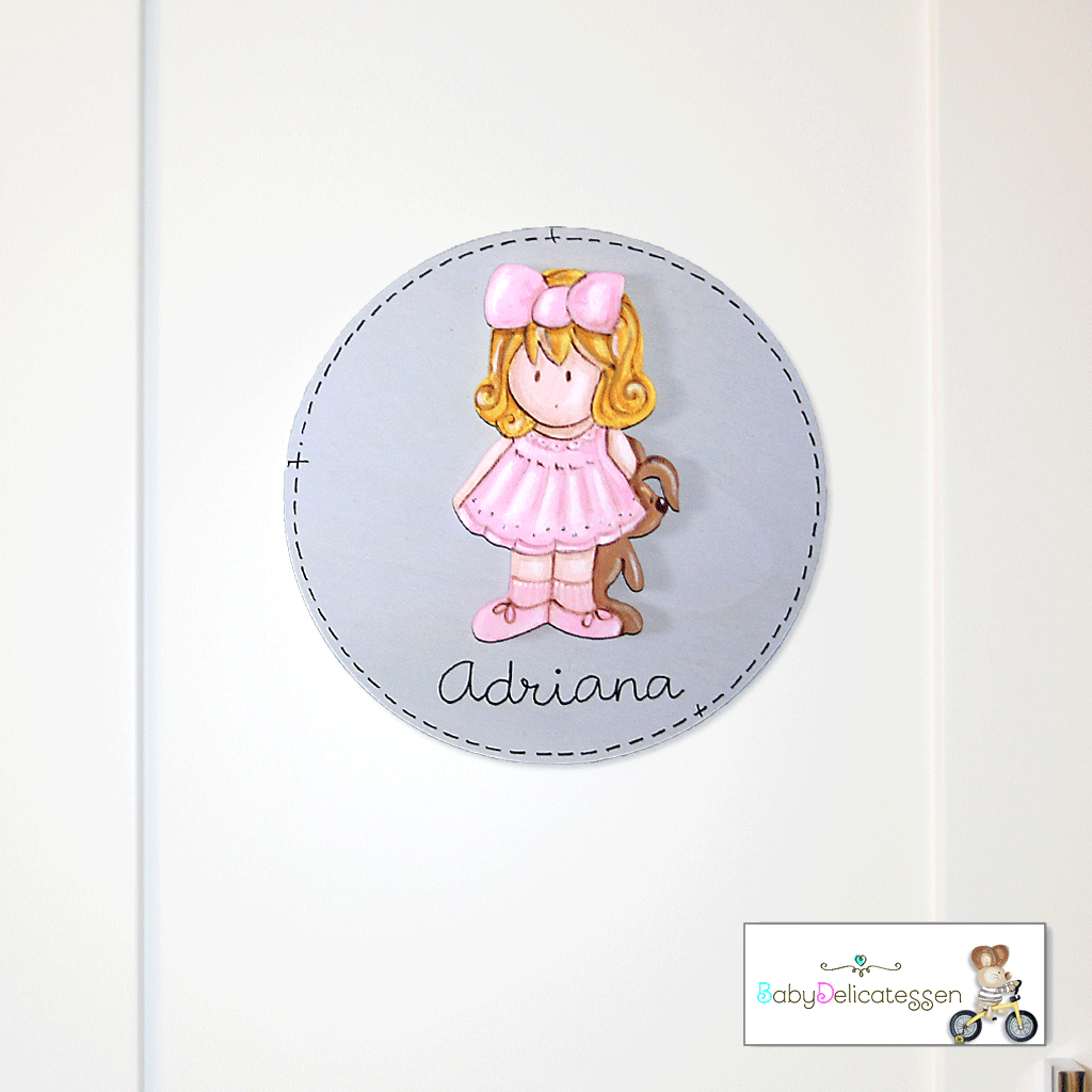 placa de puerta nena con conejito