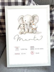 Lámina de nacimiento elefante y sus amigos